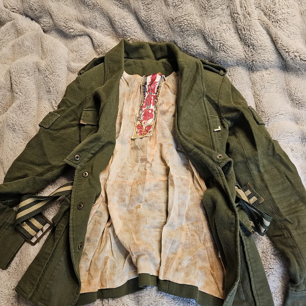 L.a.m.b - Military Style Women's Green Belted Jacket - Picture 2 of 5